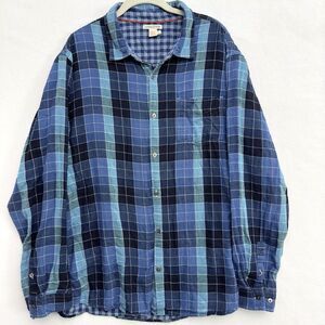 Carbon2Cobalt Mens XL Blue Plaid Shirt Long Sleeve Button Up Cotton Pocket Gauzy